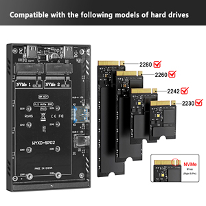 4 en 1 boîtier de stockage <span class=keywords><strong>ssd</strong></span> Aluminium USB3.2 10Gbps type <span class=keywords><strong>C</strong></span> <span class=keywords><strong>hub</strong></span> multi-disque <span class=keywords><strong>nvme</strong></span> boîtier <span class=keywords><strong>ssd</strong></span> 2 baies m.2 boîtier <span class=keywords><strong>ssd</strong></span> - Product Image 2
