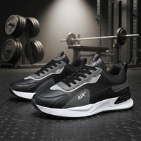 Baskets de jogging rétro imperméables et coupe-vent en cuir synthétique souple avec empiècements dégradés et talonnette discrète