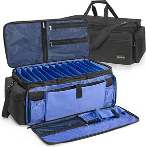 Free Sample Canvas <b>Cable</b> File <b>Bag</b> with 6 Detachable Dividers Zipper Closure High Capacity for Cords & DJ Gear - Product Image 1