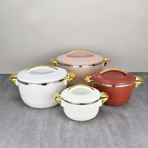 Elegante Juego de 4 Recipientes Térmicos para Alimentos de 1L, 2.5L, 4.5L y 6.5L, Cazuela Térmica <span class=keywords><strong>con</strong></span> Motivo de Trigo en Relieve y Borde Dorado, Plato para Servir en Fiestas - Product Image 6
