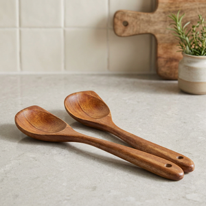 Cuchara de Cocina de Madera Natural, Acabado Lacado Seguro para Alimentos, Utensilio de Cocina Hecho a Mano, Suministro al por Mayor - Product Image 1