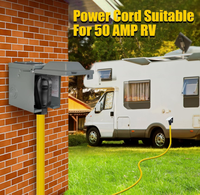 Kabel Generator 50 Amp dan Kotak Inlet Daya Pra-Bor, 14-50P ke SS2-50R (50Ft), Kabel Ekstensi Generator