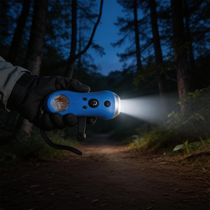 Hand Crank <b>Rechargeable</b> <b>LED</b> Flashlight with FM Radio 3 <b>LEDs</b> 1 Min Cranking for 15 Min Lighting 3.6V 40mAh Battery for Emergency - Product Image 2