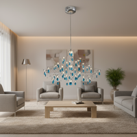 Fournisseur professionnel de luminaires suspendus pour hôtels, en acier inoxydable et acrylique, lustres de luxe avec télécommande, haute luminosité