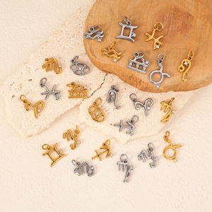 Dije de <span class=keywords><strong>Signo</strong></span> Zodiacal de Circonita Cúbica, Joyería DIY de Alta Calidad, Acero Inoxidable Dorado, <span class=keywords><strong>Signo</strong></span> Zodiacal Constelatorio - Product Image 2