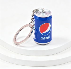 Simulation mini beer can <b>keychain</b> customizable logo <b>keychain</b> men's backpack car key decoration fashion gift - Product Image 4
