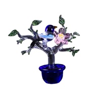 Décoration d'intérieur pour salon, salle à manger, chambre : Figurine d'ornement en verre Murano soufflé à la main, motif cactus et fleur, pour pot de plante