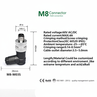 Connecteur M8 à verrouillage rapide blindé à 3 broches M8-M03S en cuivre plaqué or, étanche IP67, 4A 60V, pour montage sur site et automatisation