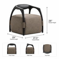 Fauteuil lounge moderne de luxe en bois noir, fauteuil d'appoint suspendu en forme de cube avec structure en chêne cintrée pour projets de villas et d'hôtels