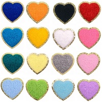 Warna-warni pelangi senyum hati Chenille bordir Patch kustom senyum pelangi pencahayaan hati handuk bordir besi di Patch