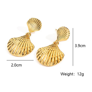 Stainless Steel <strong>Shell</strong> Pendant <strong>Drop</strong> Earrings for Women Trendy Ladies Wholesale Earring Hanging Accessories on <strong>Ear</strong> Fashion Jewelry - Product Image 6