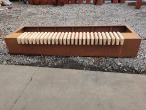 Custom Large Corten Steel Planter & Wooden <b>Bench</b> Seating to Planters & Plant Container - Product Image 3