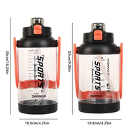 Bouteille d'eau sport avec paille et couvercle à clapet, grande poignée, 1700 ml, en PC, pour activités de plein air, boisson directe, lavable au lave-vaisselle, 60 oz/50 oz