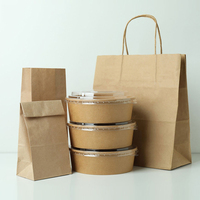 Bol en papier alimentaire à large ouverture chauffable à induction pour soupe chaude personnalisée Bol en papier Acai Gelato pour salade Assiettes en papier kraft avec couvercle