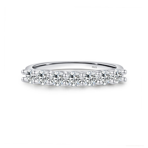 S925 Sterling Silver Women's <b>Ring</b> Rhodium Plated Brilliant Cut Moissanite Prong Setting CMA Certified Minimalist Style Wedding - Product Image 1