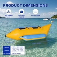 Bateau banane gonflable compact pour 2 personnes avec pontons latéraux, tube tractable pour jet ski, utilisation en mer et en lac