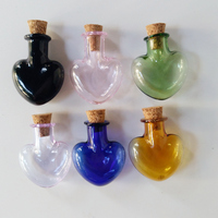 Coloré Mini mignon coeur en forme de bricolage à la main souhaitant flacons décoration de la maison stockage bouteille collier pendentif bouché bouteille en verre