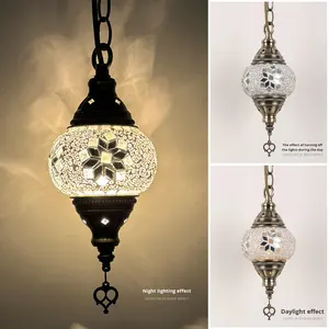 مصباح معلق تقليدي تركي من الزجاج المزخرف بالفسيفساء - Product Image 6