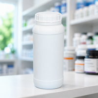 Bouteille en plastique ronde à large ouverture de 1000 ml en HDPE de 63 mm, pot de stockage pour comprimés, capsules et poudres