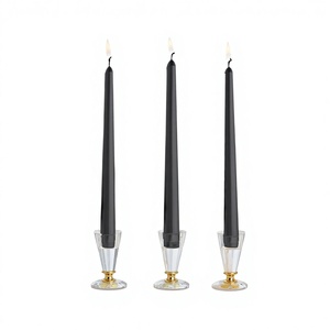 Ramadan Midnight Black Paraffin Wax Taper <b>Candle</b> Set Handmade Smokeless for Ramadan Valentine's Day Balcony Decor Lanterns - Product Image 1