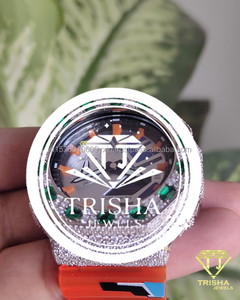 Reloj de Diamantes Moissanite de Alta Demanda para Hombre, Plata de Ley 925, con Incrustaciones de Diamantes, Bisel con Gema Verde, Reloj Hip Hop Personalizado - Product Image 4