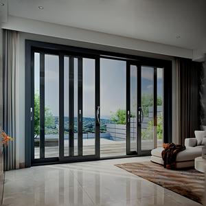 Système de porte coulissante en verre à 4 panneaux à <span class=keywords><strong>isolation</strong></span> thermique en aluminium Low-E avec <span class=keywords><strong>isolation</strong></span> phonique et garantie de 5 ans - Product Image 1