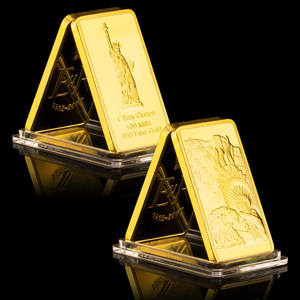 Vergoldeter Freiheitsbarren Sammlerstück Souvenir mit Freiheitsstatue USA Goldener Kunst Gedenkbarren - Product Image 3