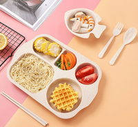 Ensemble de vaisselle pour bébé, bol en Fiber de blé naturelle, avec tasse, cuillère, assiette, fourchette, plats d'alimentation pour enfants, ustensiles, 5 pièces