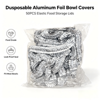 50 couvercles alimentaires réutilisables en aluminium, couvercles élastiques en aluminium pour bols alimentaires, couvercles isolants en aluminium pop-up