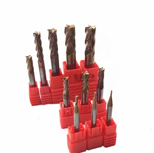 Mejor venta 4 flautas HRC45/55/65 recubierto de Micro molino extremo carburo/cementado de aleación de molino de extremo de corte para fresadora partes