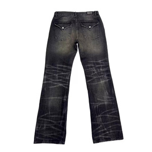 <span class=keywords><strong>Jeans</strong></span> Neri Personalizzati da Uomo <span class=keywords><strong>Slim</strong></span> Fit Svasati Strappati con Patch Riparati Effetto Nido d'Ape e Dettagli Irregolari Stile Streetwear Y2K - Product Image 3