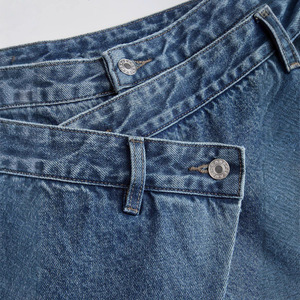 <span class=keywords><strong>Jean</strong></span> large taille haute en denim délavé patchwork style streetwear pour <span class=keywords><strong>femme</strong></span>, coupe ample et fluide, collection 2026 - Product Image 3
