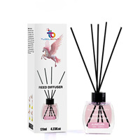 Diffuseur de parfum en verre de 120 ml en gros, 15 fragrances, bâtonnets en fibre pour huiles essentielles, 60-90 jours, boîte couleur, désodorisant d'ambiance pour la maison