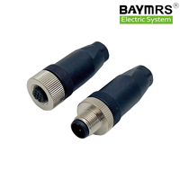 Connecteur mâle Baymrs M12 Profinet IP67 étanche 4P, matériau de contact en cuivre droit pour connexions de fils