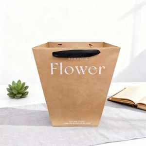 Bolsas de Papel Kraft con Logotipo Personalizado, Bolsas de Regalo con Asa para Ramos de Flores, Bolsas de Papel para Envolver Ramos de Flores - Product Image 2