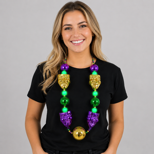 Collier lumineux LED de 52 pouces pour le Mardi Gras avec <span class=keywords><strong>4</strong></span> masques de comédie et de tragédie et <span class=keywords><strong>4</strong></span> grandes boules de 60 mm pour le défilé de carnaval - Product Image 5