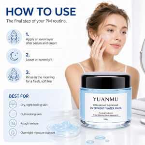 Mascarilla Nocturna Hidratante e Iluminadora, Crema Humectante Profunda, Mascarilla de Gel Herbal con Ácido Hialurónico, Niacinamida y Escualano - Product Image 6