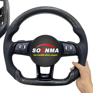 Volante Deportivo de Fibra de Carbono y Cuero con LED Forjado para VW <span class=keywords><strong>Golf</strong></span> 6 7 7.5 8 GTI R MK5 MK6 MK7 MK8 Polo Passat Tiguan Scirocco - Product Image 5