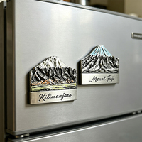 Aimant de réfrigérateur en métal en alliage de zinc, paysage de montagne en relief 3D, sommet peint à l'émail, souvenir touristique, commande en gros, présentoir de vente au détail