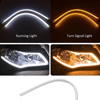 Bande lumineuse LED flexible pour voiture Kingshowstar, 2 pièces, 17,7 pouces, bande lumineuse LED pour phare, tube lumineux, feu de jour, barre lumineuse blanche ambre