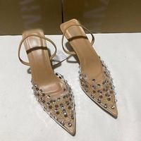 Sandales QuiteS Za Baotou 2026 Nouvelles Sandales d'été à talons hauts pointus avec strass, élégantes, pour femmes, en PVC transparent