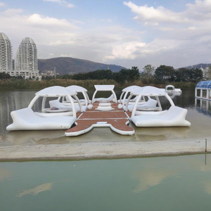 Plateforme flottante gonflable géante, île de fête aquatique gonflable avec auvent - Product Image 1