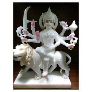 Statue de la déesse Durga en pierre de Makrana pure - Product Image 1