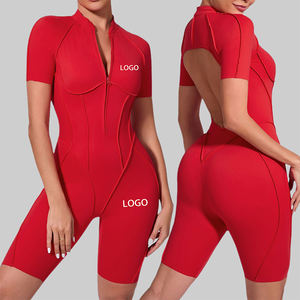 Спортивный комбинезон-боди без спинки для фитнеса и йоги, дышащий, на молнии спереди, для женщин - Product Image 3