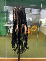 Perruque synthétique longue tressée en dentelle complète LD002 Goddess, noire, avec racine des cheveux naturelle et bonnet respirant, pour femmes noires, prête à être expédiée