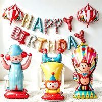 Ballons décoratifs en aluminium gonflables en forme de dessin animé, motif cirque fantaisiste, pour fête d'anniversaire d'enfants