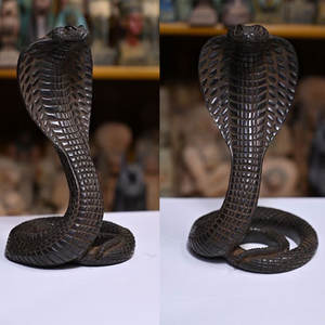 Sculpture artistique de serpent <span class=keywords><strong>cobra</strong></span> en résine noire personnalisée, statue pour décoration de bureau, étagère - Product Image 3