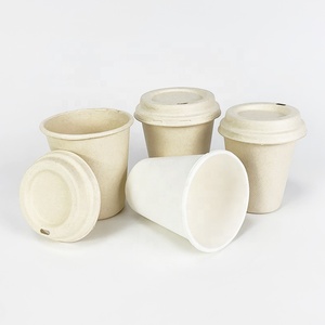 Vasos de Papel Biodegradables y Compostables de Calidad Alimentaria, Hechos de Bambú y <span class=keywords><strong>Caña</strong></span> de Azúcar, para Café y Jugos, con Tapas - Product Image 6