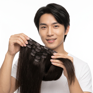 Extensions à clips 100% cheveux humains Remy vierges naturels lisses, double/simple trame, invisibles et sans couture, toutes couleurs - Product Image 2
