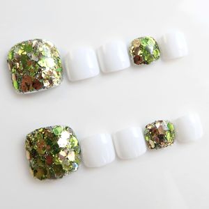 Cosyleaf - Uñas Postizas de Color Verde Blanco, Uñas Artificiales de Cobertura Completa, Uñas de Color Sólido - Product Image 2
